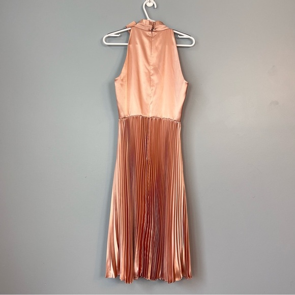 NWT ted baker satin bow neck pleated midi dress rose gold Size 8 spring wedding - Picture 7 of 15
